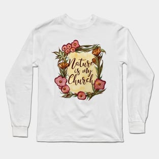 Nature is My Church Floral Filigree Long Sleeve T-Shirt